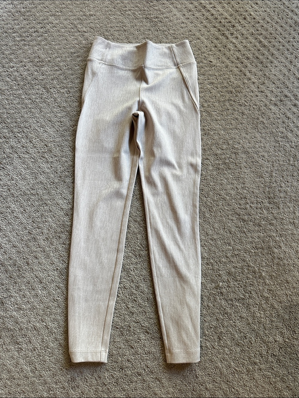 Athleta Delancy Skyline Heathered Beige High-Rise Leggings